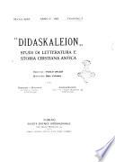 Didaskaleion studi filologici di letteratura cristiana antica