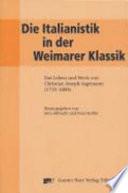 Die Italianistik in der Weimarer Klassik