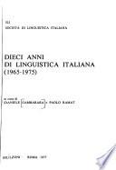 Dieci anni di linguistica italiana, 1965-1975