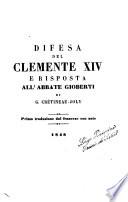Difesa del Clemente 14. e risposta all'abbate Gioberti di G. Crétineau-Joly