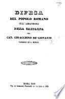 Difesa del popolo Romano sull'abbandono della Campagna, etc