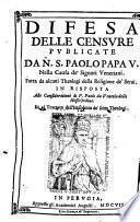 Difesa delle censure publicate da N.S. Paolo papa V.