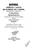 Difesa sperimentale e ragionata de globetti del sangue, recentemente combattuti dal Giacomini e applicazione di nuove nozioni sui medesimi alla fisio-patologia. Memoria