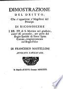 Dimostrazione del dritto, che s'appartiene a magistrati del principe di riconoscere ...