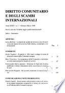 Diritto comunitario e degli scambi internazionali