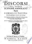 Discorsi del Signor Scipione Ammirato sopra Cornelio Tacito