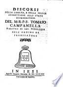 Discorsi della liberta, e della felice suggettione allo stato ecclesiastico