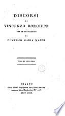 Discorsi Di Vincenzo Borghini Con Le Annotazioni Di Domenico Maria Manni