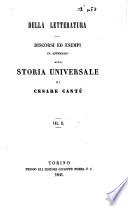 Discorsi ed esempi in appoggio alla storia universale della letteratura