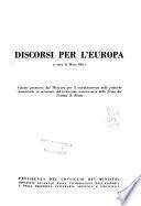 Discorsi per l'Europa