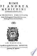 Discorso di A. M. nel qual'essorta i Potentati della Christianità, che uniti vadano à far l'universal Crociata contra gl'inimici di santa chiesa. Con alcune sue compositioni in verso