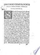 Discorso geneologico della nobilissima famiglia Colonna