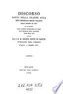 Discorso letto nella grande aula dell'Imperiale Regio Palazzo delle scienze ed arti in occasione della solenne distribuzione de'premi nell'Imperiale Regia Accademia delle belle arti fattasi da S. E. il Signor Conte di Hartig, governatore delle provincie lombarde il giorno ...