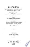 Discorso letto nella grande aula dell'Imperiale Regio Palazzo delle scienze ed arti in occasione della solenne distribuzione de'premi nell'Imperiale Regia Accademia delle belle arti fattasi da S. E. il Signor Conte di Hartig, governatore delle provincie lombarde il giorno ...