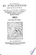 Discorso Sopra La Prima Cantica del diuinissimo Theologo Dante d'Alighieri del Bello nobilissimo Fiorentino, Intitolata Commedia