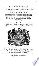 Discorso storico-critico del dottore Pietro Napoli-Signorelli da servire del lume alla storia critica de'teatri