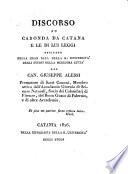 Discorso su Caronda da Catana e le di lui leggi