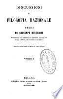 Discussioni di filosofia razionale opera