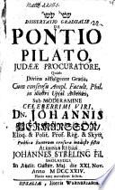Diss. grad. de Pontio Pilato, Iudaeae procuratore