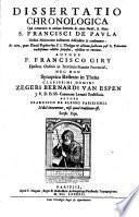 Dissertatio chronologica ... de anno natali ... S. Francisci de Paula