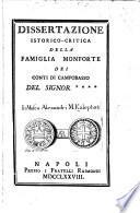 Dissertazione istorico-critica della famiglia Monforte dei conti di Campobasso del signor **** in Museo Alexandri M. Kalephati