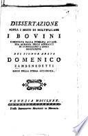 Dissertazione sopra i mezzi di moltiplicare i bovini, etc