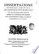 Dissertazione storico-critica di Giosafatte Massari ... sopra il concilio di Rimini, con un ragionamento sopra i frammenti attribuiti a S. Ilario