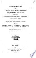 Dissertazione sui vantaggi recati alla civile società da' Romani Pontefici recitata nella solenne inaugurazione degli studi delle pubbliche scuole del Seminario vescovile d'Ancona