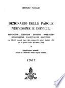 Dizionario della parole nuovissime e difficili