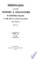 Dizionario di opere anonime e pseudonime di scrittori italiani