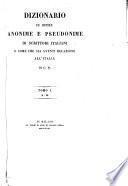 Dizionario di opere anonime e pseudonime di scrittori italiani