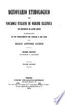 Dizionario etimologico dei vocaboli italiani di origine ellenica con raffronto ad altre lingue compilato ...