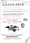 Dizionario italiano, latino e francese