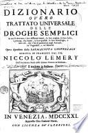 Dizionario overo Trattato universale delle droghe semplici