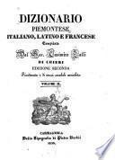 Dizionario piemontese, italiano, latino e francese