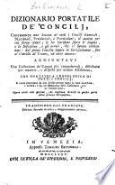 Dizionario portatile de concilj ... [By P. A. Alletz.] Traduzione dal francese. Edizione seconda riveduta e diligentemente corretta