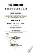 Dizionario universale delle scienze ecclesiastiche che comprende la storia della religione ... opera compilata dai padri Richard e Giraud
