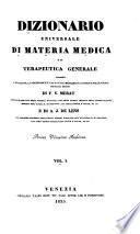 Dizionario Universale Di Materia Medica E Di Terapeutica Generale