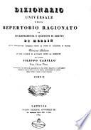 Dizionario universale ossia repertorio ragionato di giurisprudenza e questioni di diritto