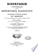 *Dizionario universale ossia repertorio ragionato di giurisprudenza e quistioni di diritto