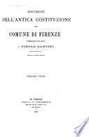 Documenti dell'antica costituzione del comune di Firenze