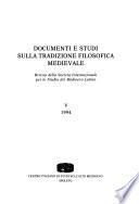 Documenti e studi sulla tradizione filosofica medievale