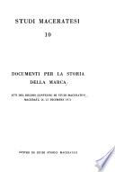 Documenti per la storia della Marca