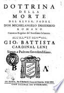 Dottrina della morte del reuer. padre don Michelangelo Desiderio romano canonico regolare del Santissimo Salvatore