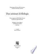 Due seminari di filologia