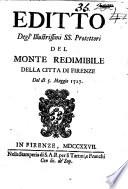 Editto degli'illustrissimi ss. protettori del monte redimibile della citta di Firenze del dì 5. maggio 1727
