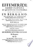 Effemeride sagro profana di quanto di memorabile sia successo in Bergamo, sua diocese et territorio