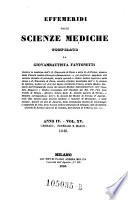 Effemeridi delle scienze mediche, compilate da Giovambattista Fantonetti