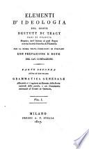 Elementi d'ideologia, ... per la prima volta pubblicati in italiano con prefazione e note di Compagnoni