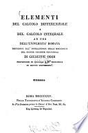 Elementi del calcolo differenziale e del calcolo integrale ad uso dell'Università romana